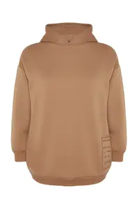 Trendyol Curve Mink Embroidery Detailed Oversized/Bol Cut Knitting Plus Size Sweatshirt - Image 6