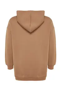 Trendyol Curve Mink Embroidery Detailed Oversized/Bol Cut Knitting Plus Size Sweatshirt - Image 7