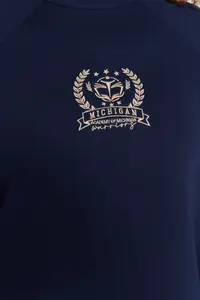 Trendyol Curve Navy Blue Thick Embroidery Detailed Knitting Plus Size Sweatshirt - Image 4