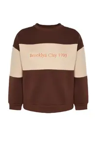 Trendyol Curve Brown Thick Embroidery Detailed Knitting Plus Size Sweatshirt - Image 6
