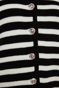 Trendyol Curve Black-White Striped Jacket Look Knitwear Cardigan - Image 11