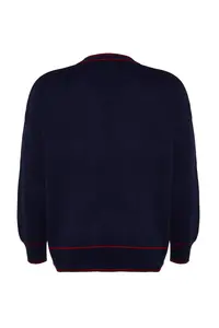 Trendyol Curve Navy Blue-Red Stripe Detailed Knitwear Cardigan - Image 12