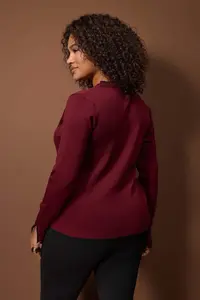 Trendyol Curve Burgundy Button Detailed Striped Knitwear Cardigan - Image 4
