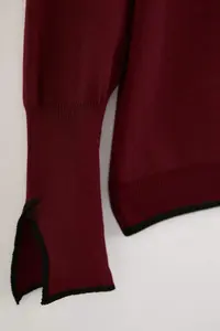 Trendyol Curve Burgundy Button Detailed Striped Knitwear Cardigan - Image 7