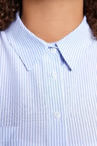 Trendyol Curve Mavi Striped Long Sleeve Weaving Plus Size Shirt - Image 3