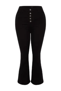 Trendyol Curve Fading Black Front buttoned flared leg High Waist plus size jeans - Image 6