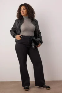 Trendyol Curve Anthracite High Waist Wide Cut plus size jeans