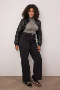 Trendyol Curve Anthracite High Waist Wide Cut plus size jeans - Image 2