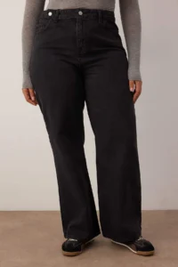 Trendyol Curve Anthracite High Waist Wide Cut plus size jeans - Image 3