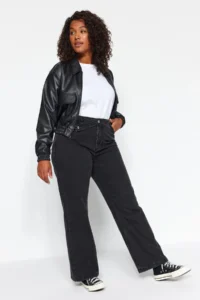 Trendyol Curve Anthracite High Waist Wide Cut plus size jeans - Image 5