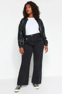 Trendyol Curve Anthracite High Waist Wide Cut plus size jeans - Image 7