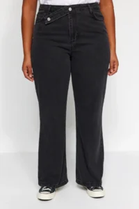 Trendyol Curve Anthracite High Waist Wide Cut plus size jeans - Image 8