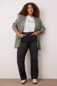 Trendyol Curve More Sustainable Black High Waist comfort/Middle Flexible Straight Fit plus size jeans