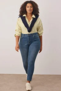 Trendyol Curve More Sustainable Navy Blue High Waist Flexible Plus Size skinny jeans
