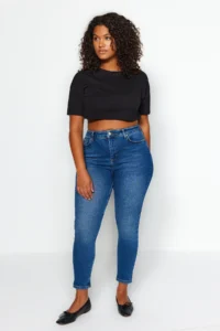 Trendyol Curve More Sustainable Navy Blue High Waist Flexible Plus Size skinny jeans - Image 7