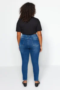 Trendyol Curve More Sustainable Navy Blue High Waist Flexible Plus Size skinny jeans - Image 8