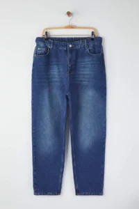 Trendyol Curve Dark Blue High Waist Elastic Waist Plus Size Mom Fit jeans - Image 5