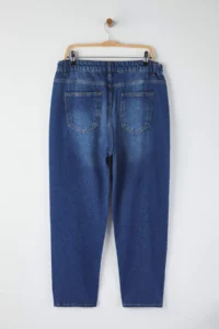 Trendyol Curve Dark Blue High Waist Elastic Waist Plus Size Mom Fit jeans - Image 6