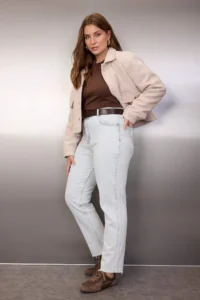Trendyol Curve Buz Mavisi High Waist slim Mom denim plus size jeans - Image 2