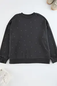 Trendyol Curve Anthracite Thick Stone Detailed Knitting Plus Size Sweatshirt - Image 5