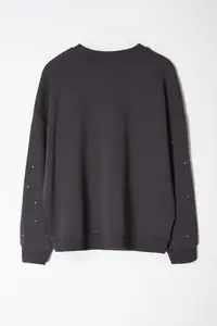 Trendyol Curve Anthracite Thick Stone Detailed Knitting Plus Size Sweatshirt - Image 7