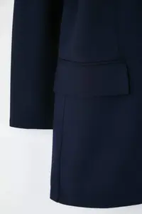 Trendyol Curve Navy Blue Regular Lined Double breasted Kapama Weaving Plus Size Blazer Jacket - Image 6