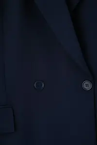 Trendyol Curve Navy Blue Regular Lined Double breasted Kapama Weaving Plus Size Blazer Jacket - Image 8