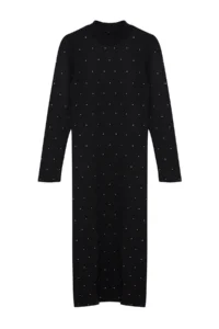 Trendyol Curve Black Stoned Crew Neck Knit Dress - Image 6