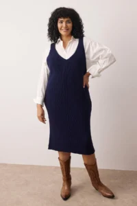 Trendyol Curve Navy Blue gilet Midi Size Knit Dress