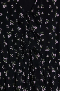 Trendyol Curve Black  flower patterned Skirt Opened at Waist with bow Siphon Weaving Plus Size Dress - Image 12