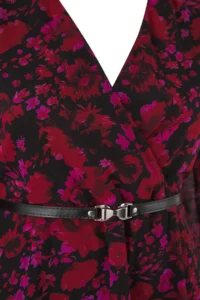 Trendyol Curve Burgundy Floral Arched A Cut Midi Double breasted Yaka Patterned Siphon Weaving Dress - Image 6