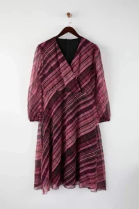 Trendyol Curve Multicolored Arched A Cut Midi Double breasted Yaka Patterned Siphon Weaving Dress - Image 5