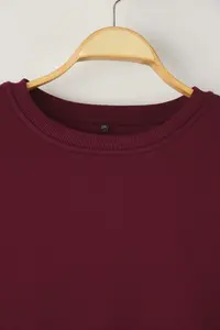 Trendyol Curve Burgundy Oversized/Relaxed Cut Basic Crew Neck Thick/Fleece-lined Knitting Sweatshirt - Image 6