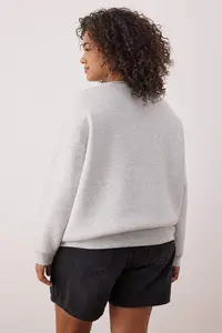Trendyol Curve Kar Melange Oversized/Large Cut Basic Crew Neck Thick/Flare inside Knitting Sweatshirt - Image 4