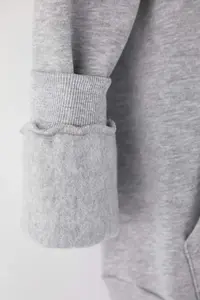 Trendyol Curve Gray Melange KHooded With Fleece Inside and Zippered Front Plus Size Knitting Sweatshirt - Image 8