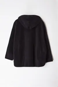 Trendyol Curve Black Thick Fleece Hooded and Zippered Oversized Knitting Plus Size Sweatshirt - Image 7