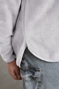 Trendyol Curve Gray Thick Fleece Hooded and Zippered Oversized/Bol Cut Knitting Plus Size Sweatshirt - Image 6