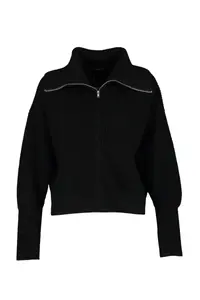 Trendyol Curve Black Turndown collar Zippered Knitwear Cardigan - Image 11