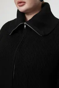 Trendyol Curve Black Turndown collar Zippered Knitwear Cardigan - Image 9