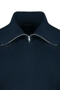 Trendyol Curve Navy Blue Turndown collar Zippered Knitwear Cardigan - Image 7