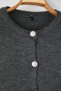 Trendyol Curve Anthracite Crew Neck buttoned Knitwear Cardigan - Image 6