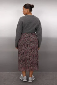 Trendyol Curve Brown A- Line Snake Patterned Tulle Knitting Plus Size Skirt - Image 4