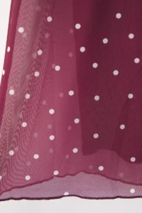 Trendyol Curve Burgundy A- Line Puantiye Patterned Tulle Knitting Plus Size Skirt - Image 6