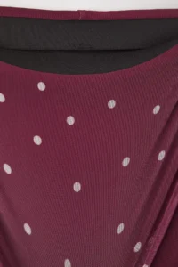 Trendyol Curve Burgundy A- Line Puantiye Patterned Tulle Knitting Plus Size Skirt - Image 7
