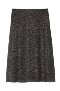 Trendyol Curve Khaki A- Line Leopard Patterned Tulle Knitting Plus Size Skirt - Image 11