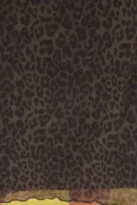Trendyol Curve Khaki A- Line Leopard Patterned Tulle Knitting Plus Size Skirt - Image 3