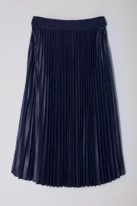 Trendyol Curve Navy Blue Flexible Tyre Belli pleated Weaving Plus Size Skirt - Image 6