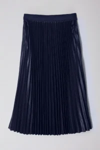 Trendyol Curve Navy Blue Flexible Tyre Belli pleated Weaving Plus Size Skirt - Image 7