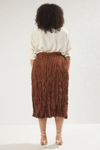 Trendyol Curve Brown Weaving Plus Size Skirt - Image 5