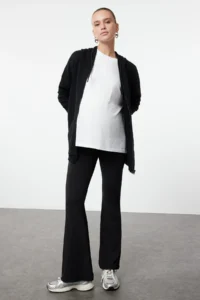 TRENDYOLMİLLA Black High Waist Adjustable Abdominal Paneled Maternity & Plus Size Leggings - Image 2
